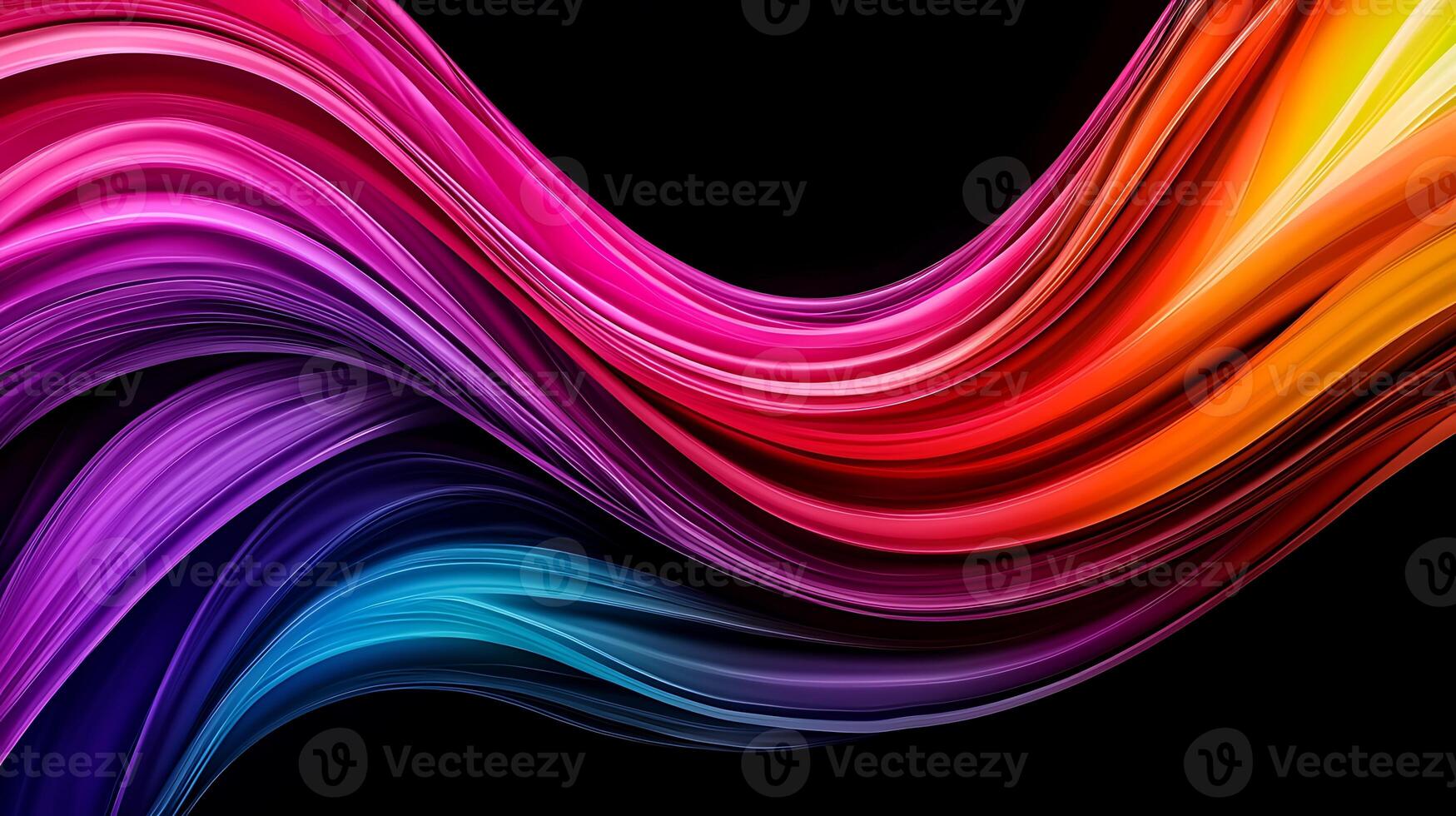 Vibrant flowing waves of color in a dynamic abstract design on a black background photo