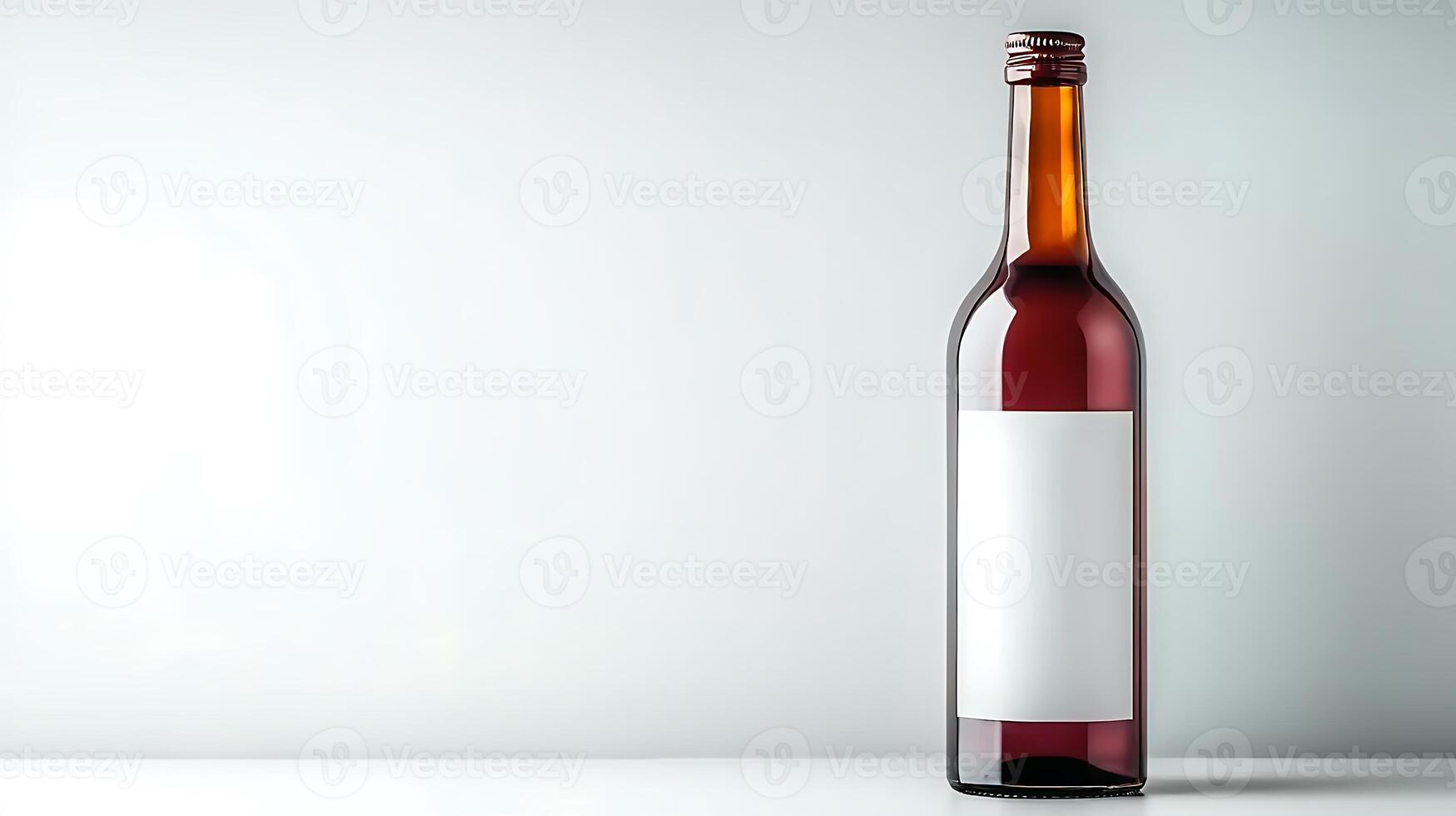 A sleek, empty wine bottle stands against a minimalist backdrop, ideal for product promotion photo