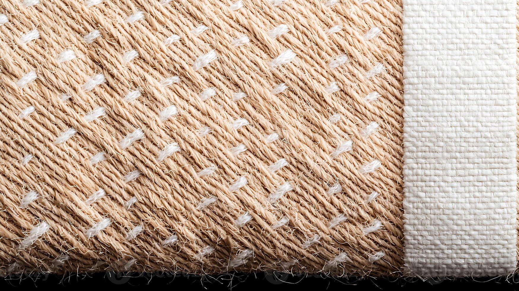 Close-up of woven fabric showcasing intricate patterns and textures, ideal for design projects photo