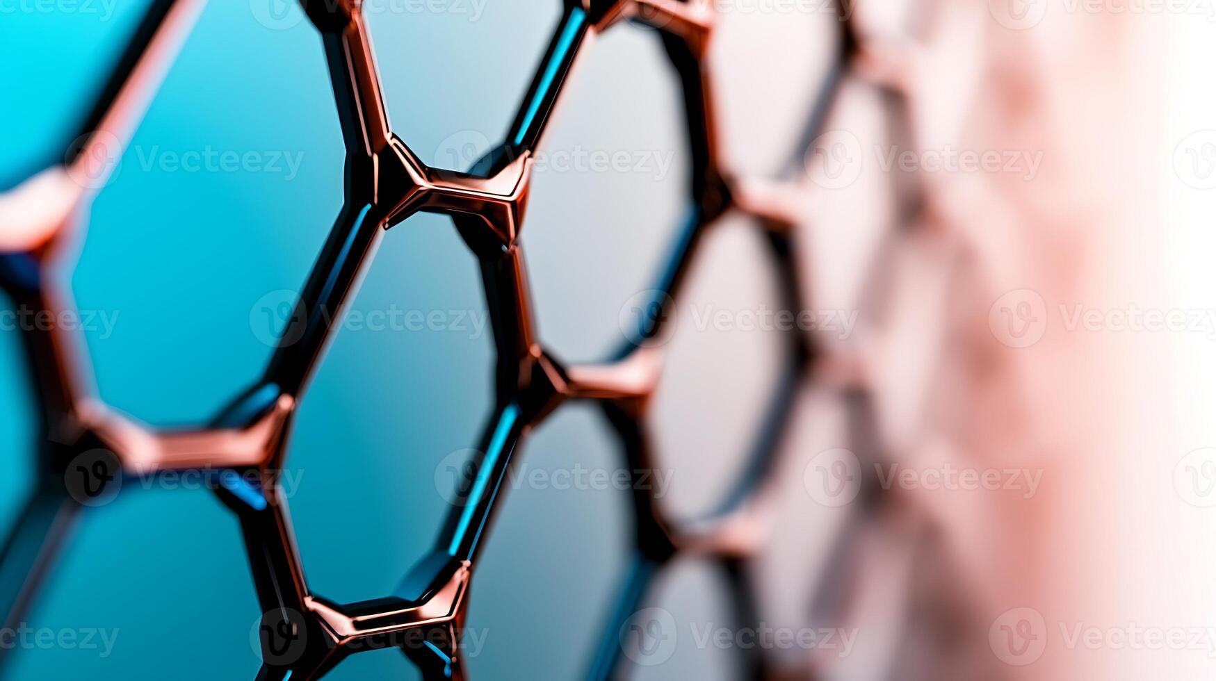 Close-up of a hexagonal mesh structure with vibrant gradient background, showcasing modern design photo