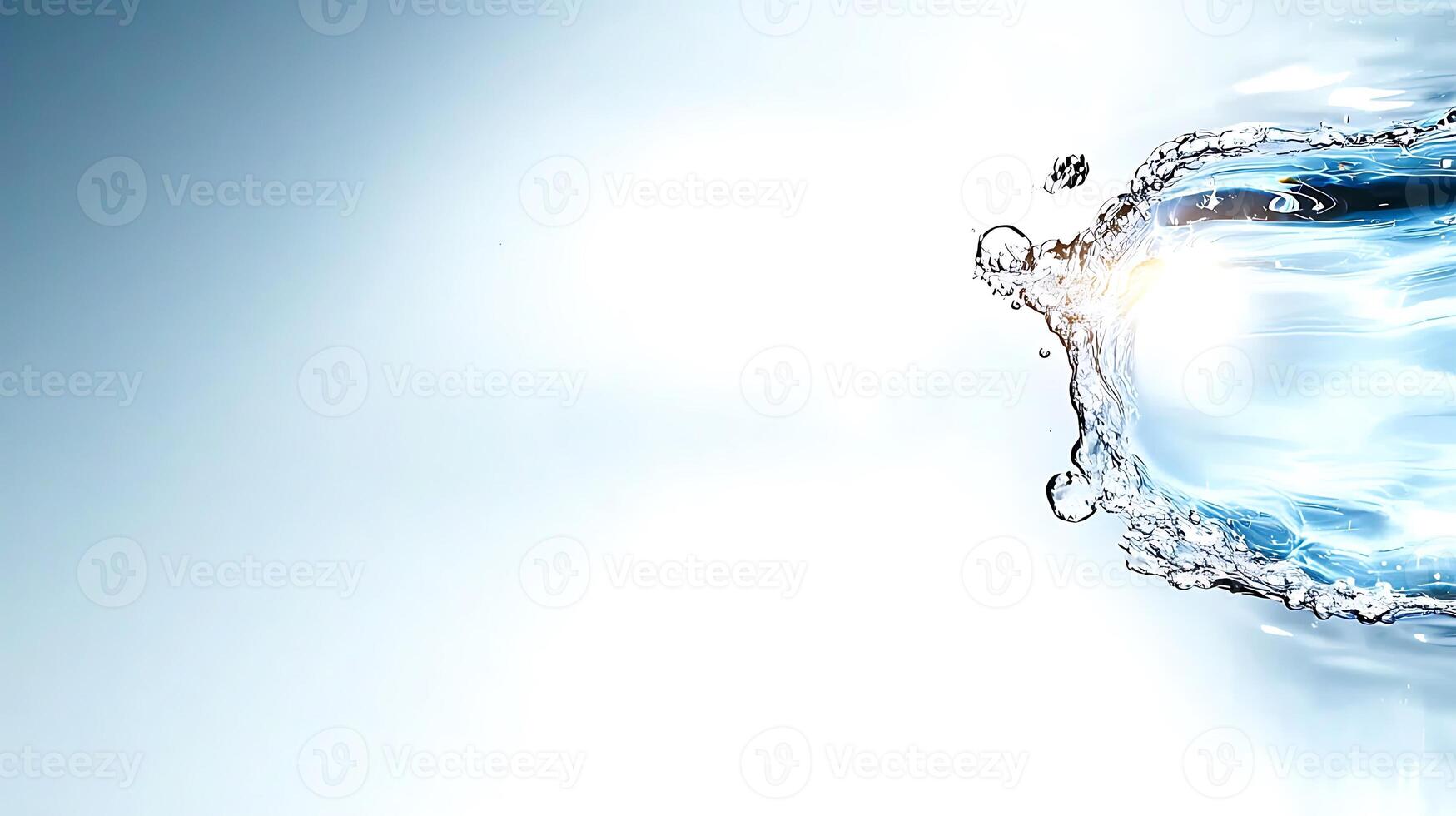 Splash of water creating dynamic motion against a soft blue background, evoking freshness and clarity photo