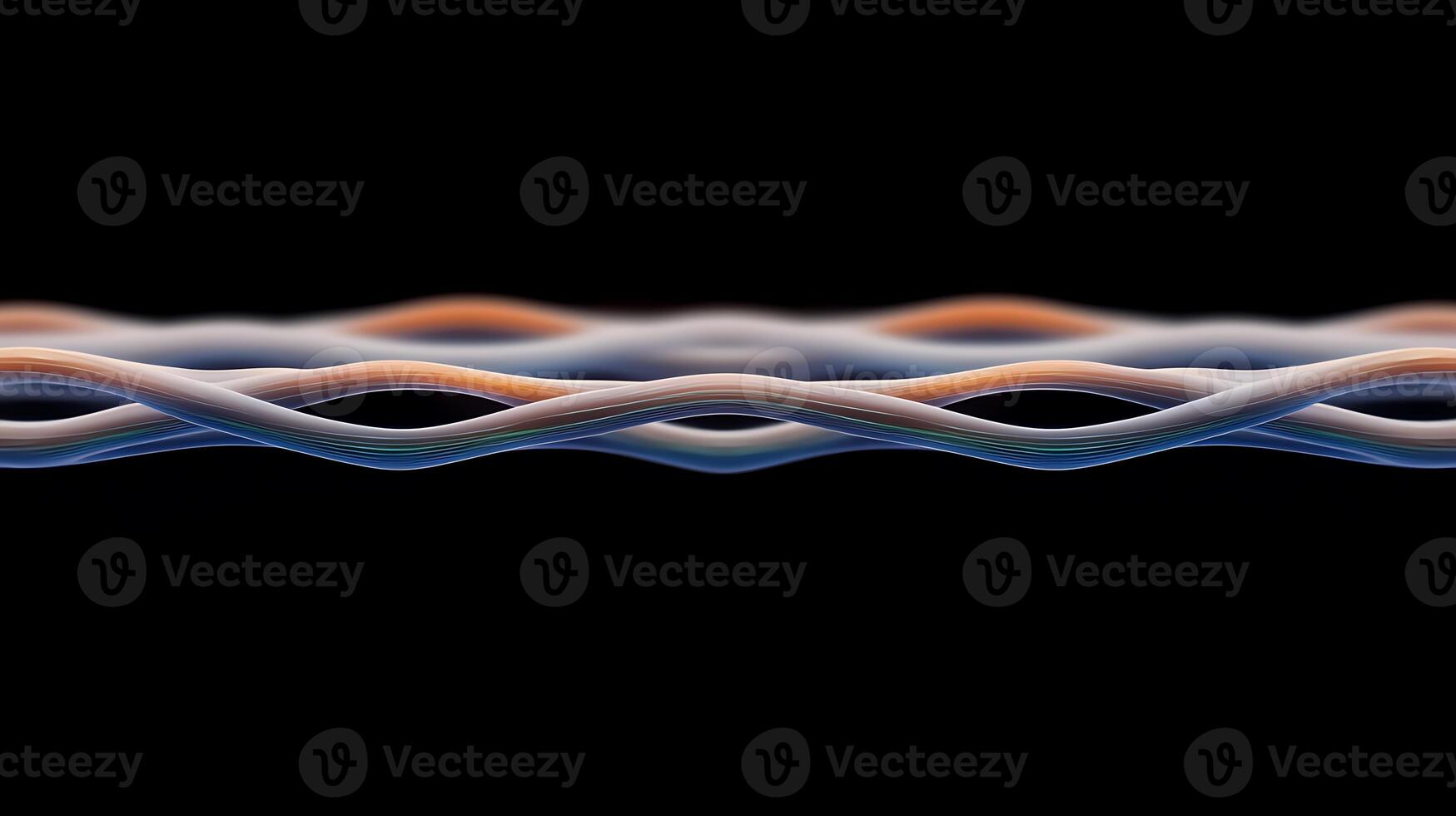 Abstract close-up of intertwined strands creating a flowing wave pattern against a black background photo