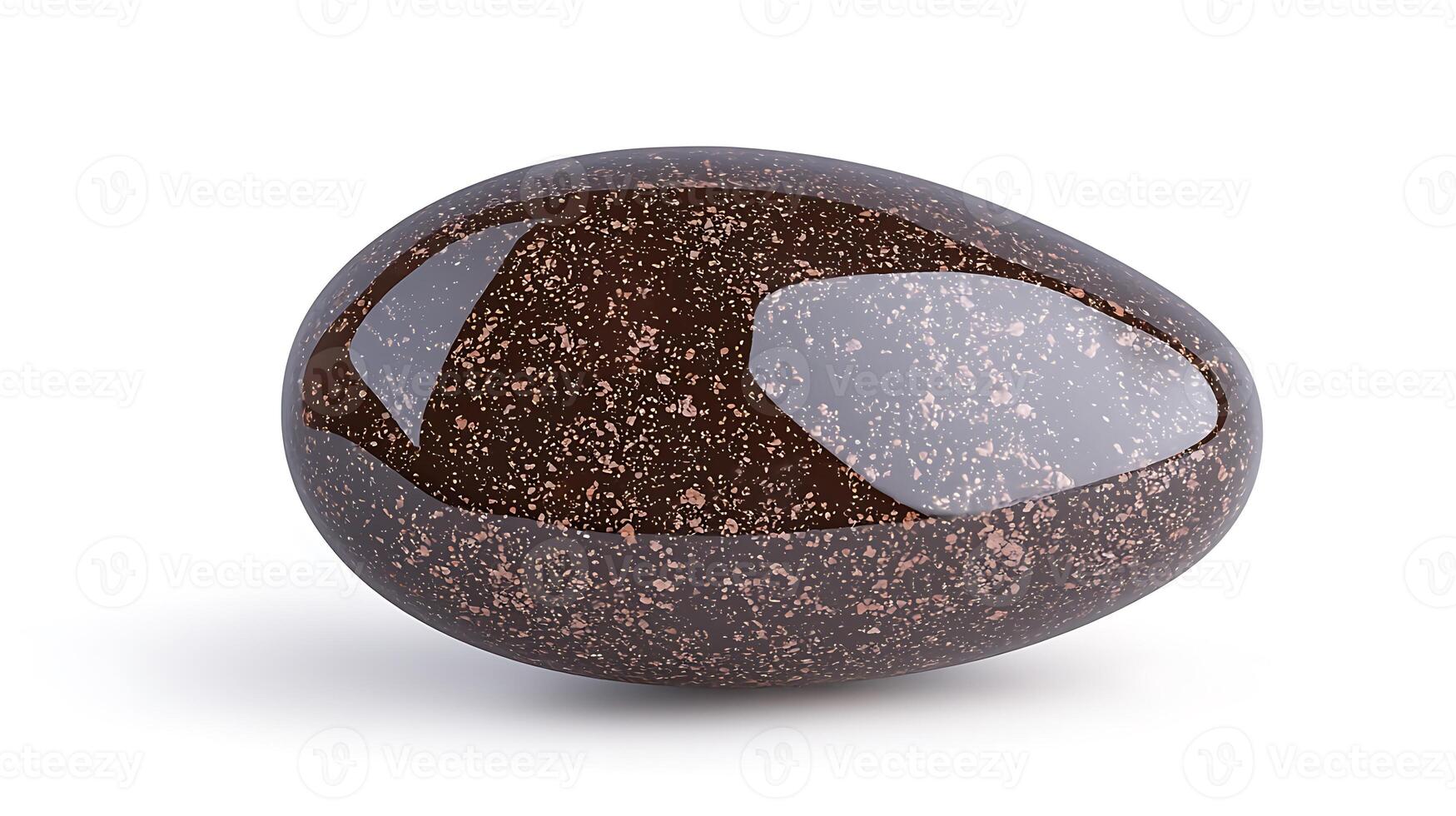 Smooth, polished brown stone resembling an egg, isolated on a white background, ideal for decor photo