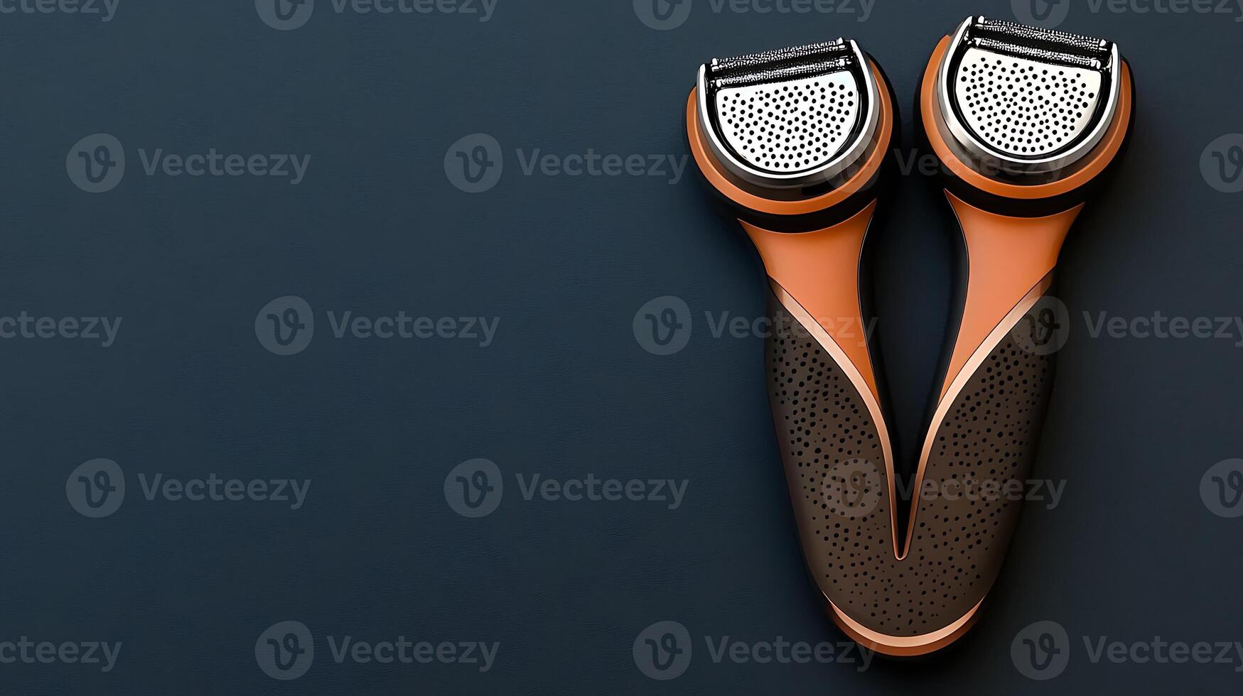 A close-up view of a modern shaving razor with ergonomic design on a dark background photo
