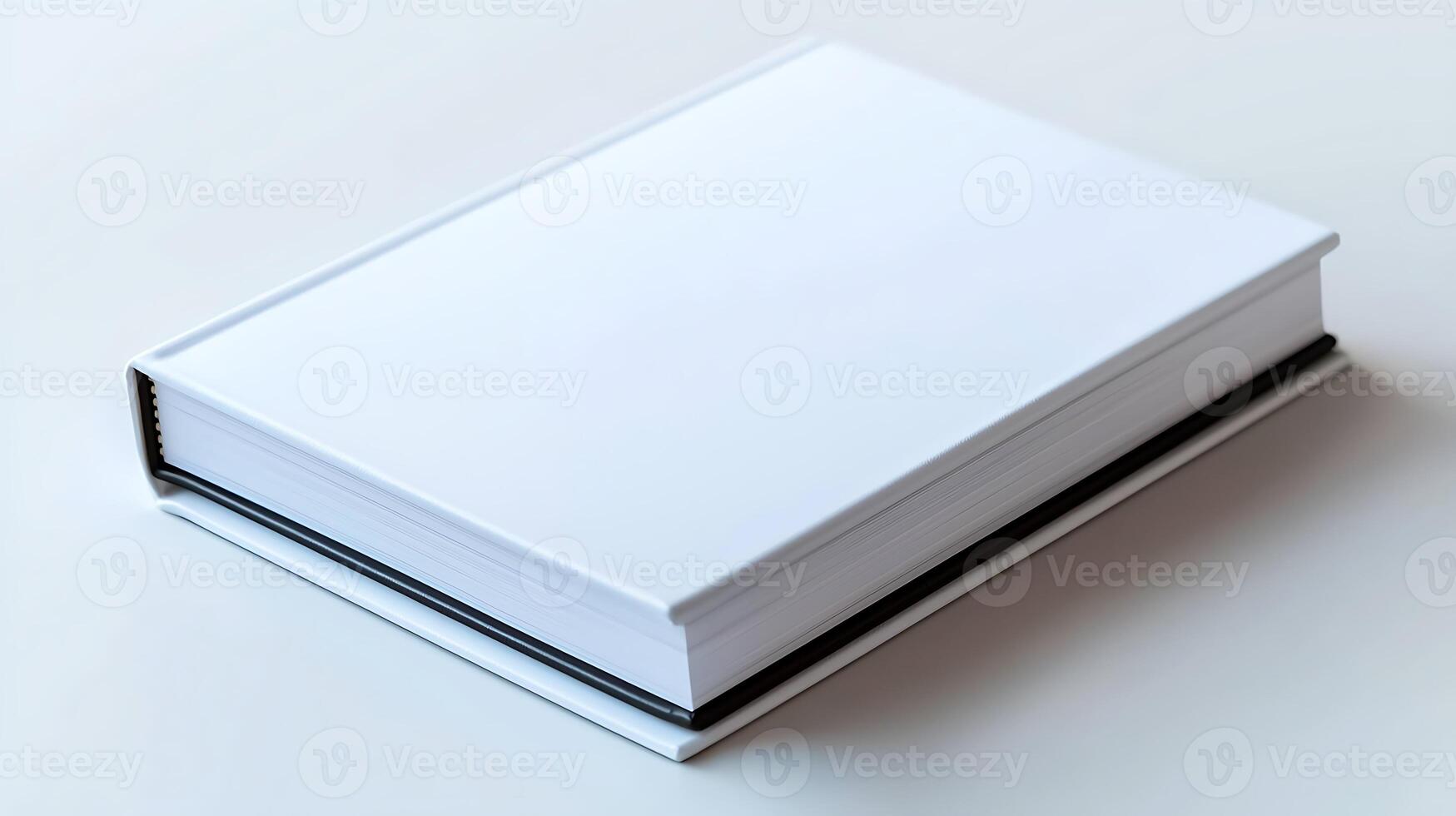 A plain, closed book resting on a smooth surface, showcasing its simple design and texture photo