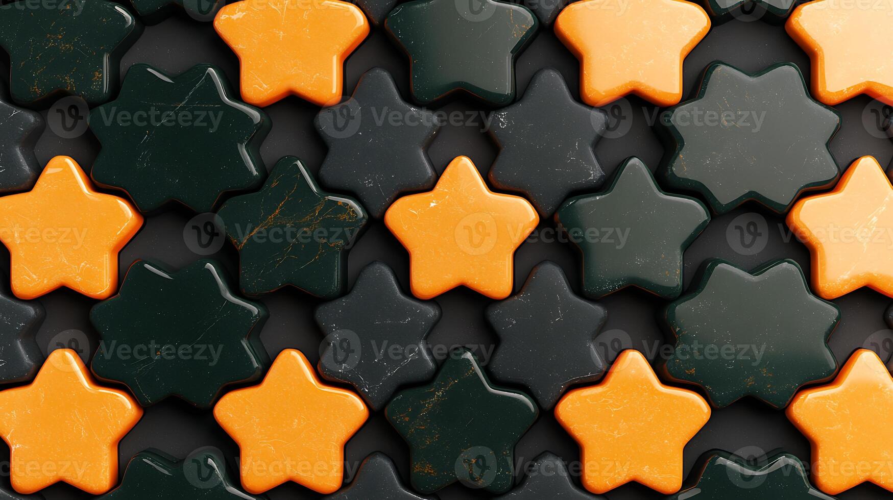 A vibrant arrangement of star-shaped tiles in orange and green, showcasing texture and design photo