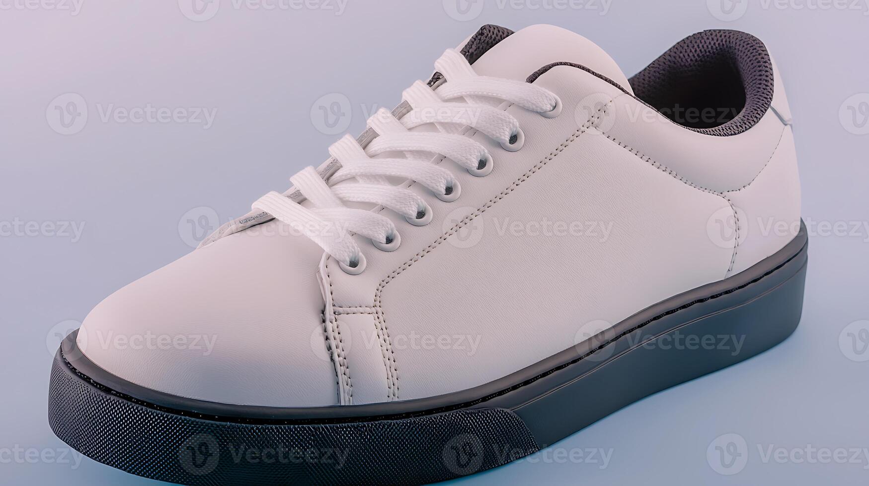Stylish white sneaker on a soft pastel background, showcasing modern design and comfort features photo