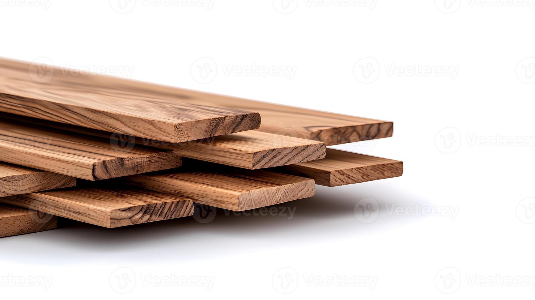 Stacked wooden planks showcasing unique grain patterns on a clean white background photo