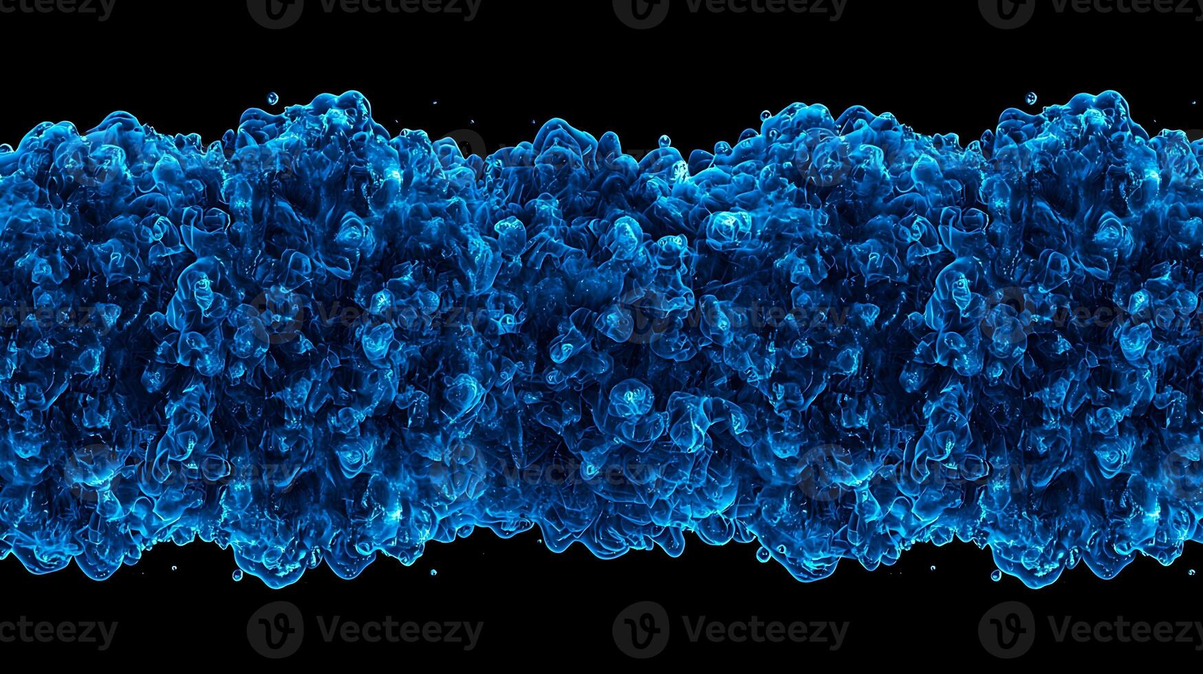 Abstract blue wave pattern with intricate details and glowing elements on a black background photo