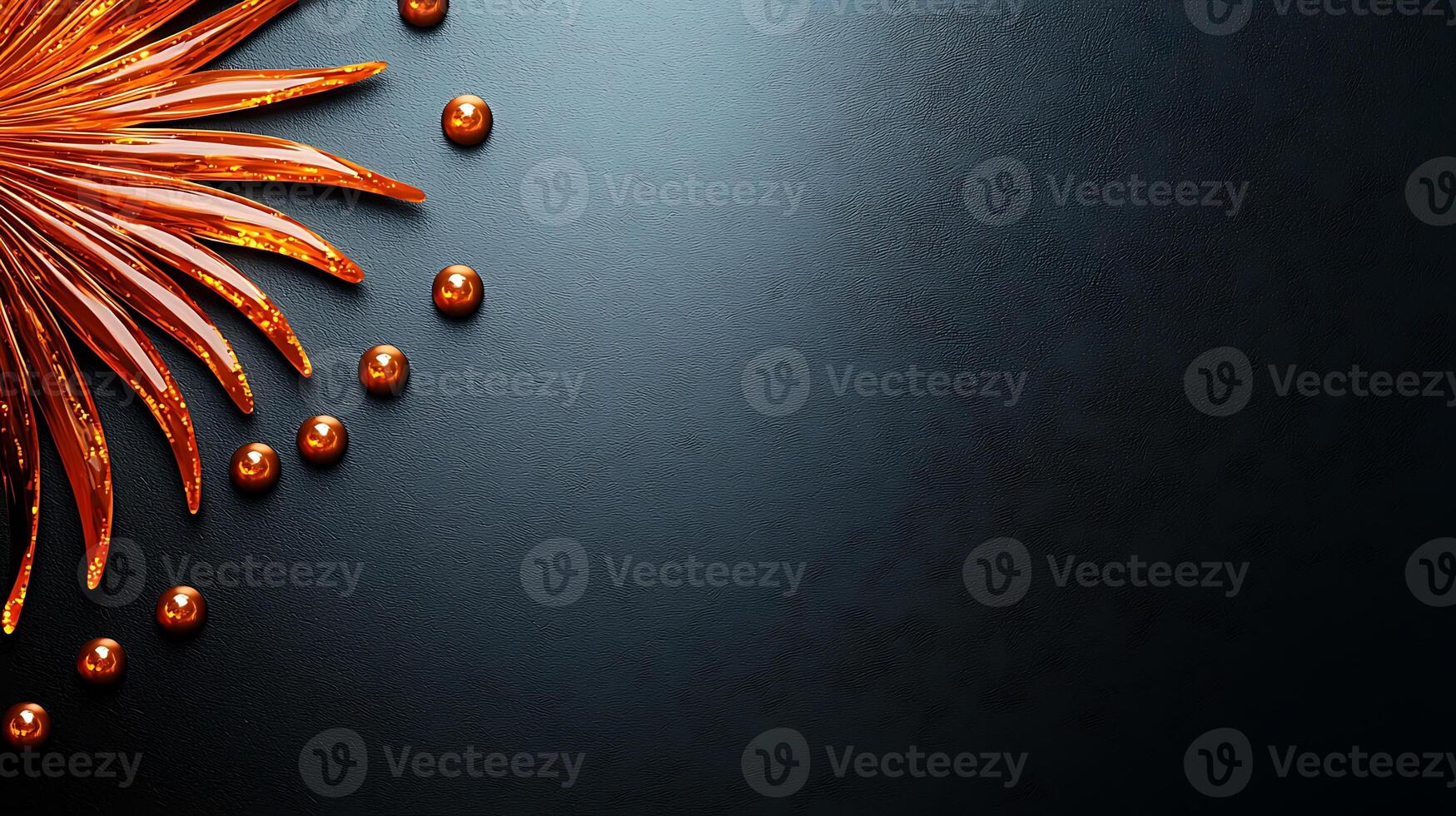 Vibrant orange decorative elements arranged artistically on a dark surface with a sleek background photo