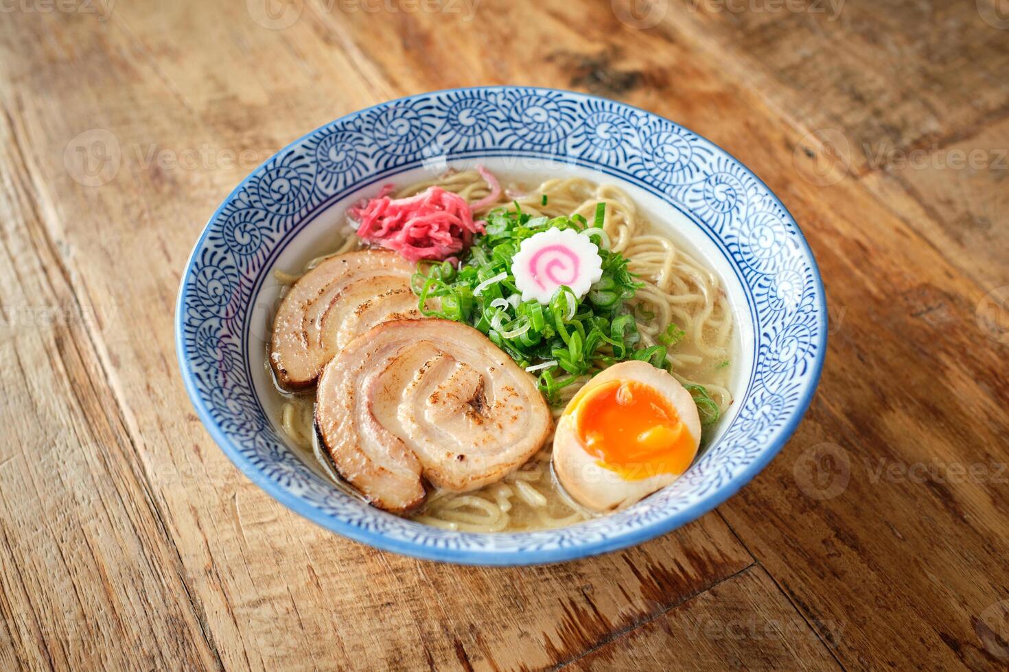 Delicious Japanese soup with noodles photo
