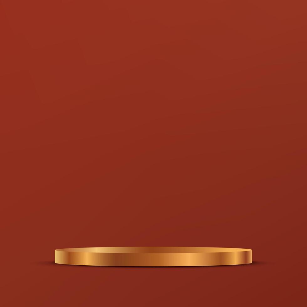 Red background 3d with gold podium. 3D abstract studio room with pedestal podium. Space for selling products, backdrop, wallpaper, background, text. illustration vector