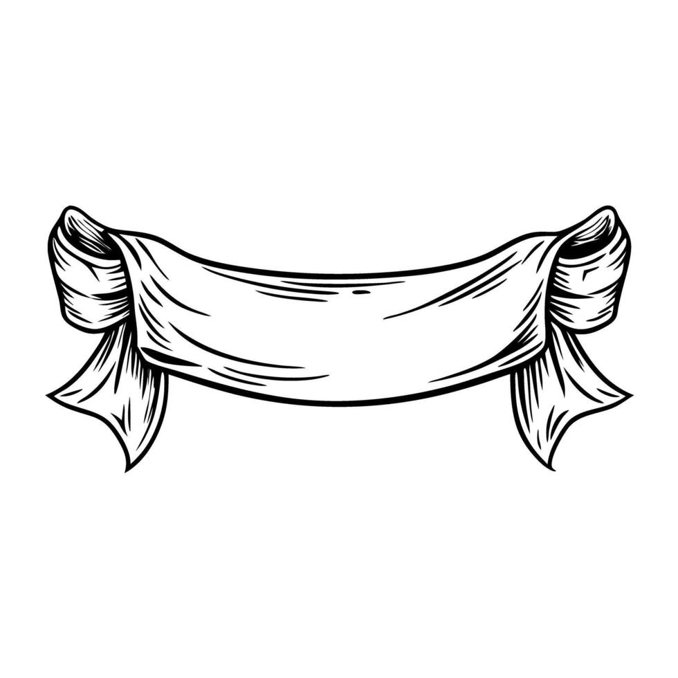 Decorative banner ribbon blank vintage scroll design, elegant monochrome, classic symbol of tradition vector