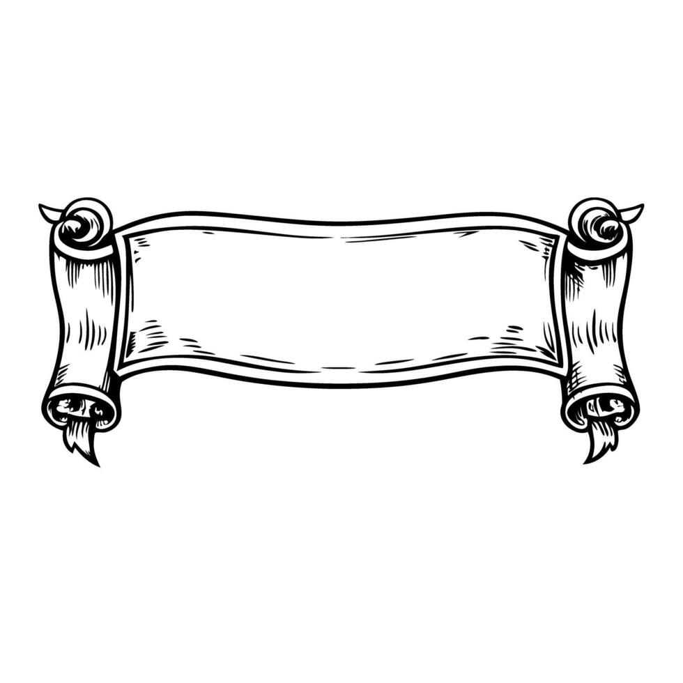 Vintage blank scroll banner illustration for decorative design or text vector