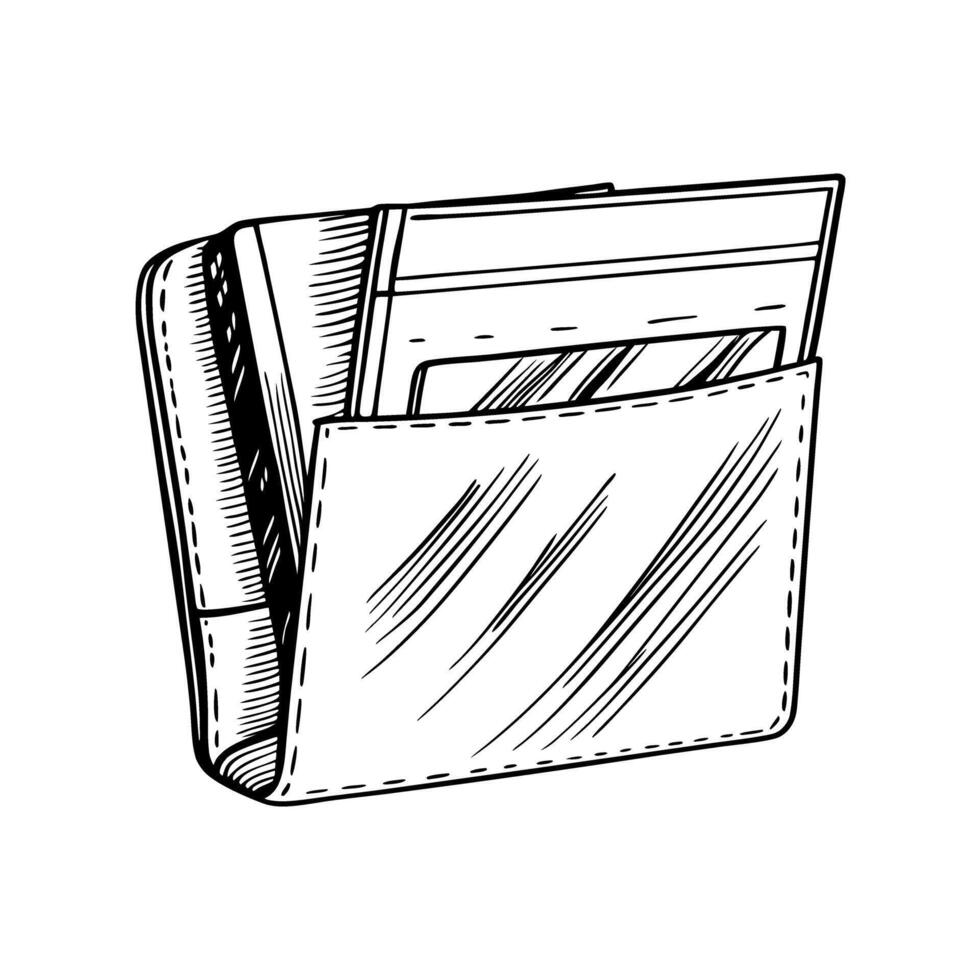 Wallet with cards sketch financial organization and personal items vector