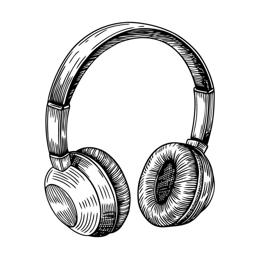 Intricate headphone line art detailed musical accessory sketch for audio enthusiasts vector