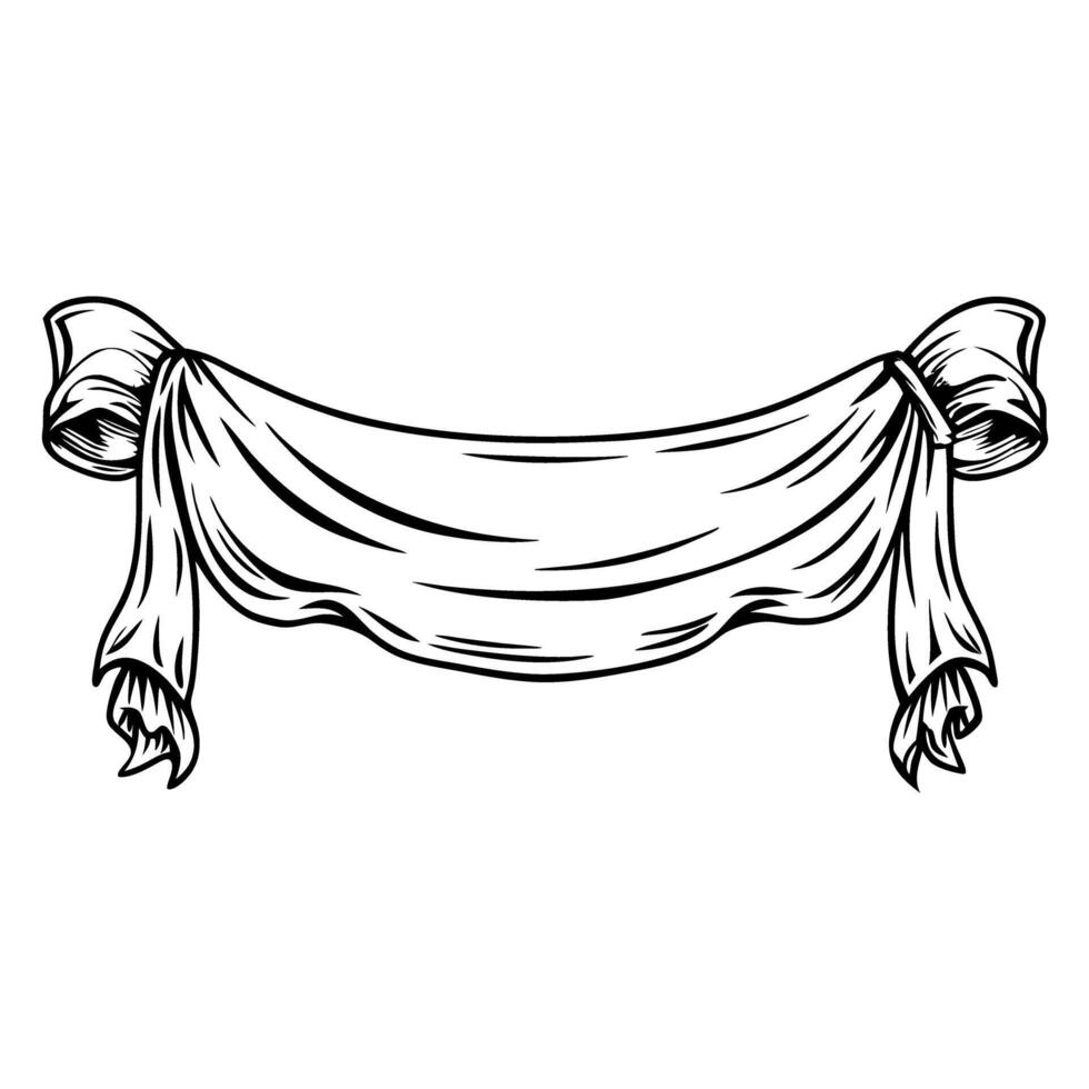 Vintage scroll banner illustration blank ribbons, decorative design element, retro art vector