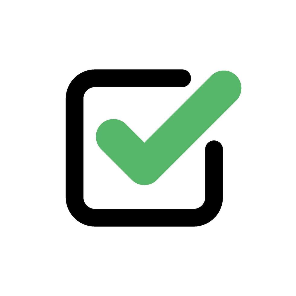 Green Check Mark Black Square Logo Template Illustration Design. EPS 10. vector