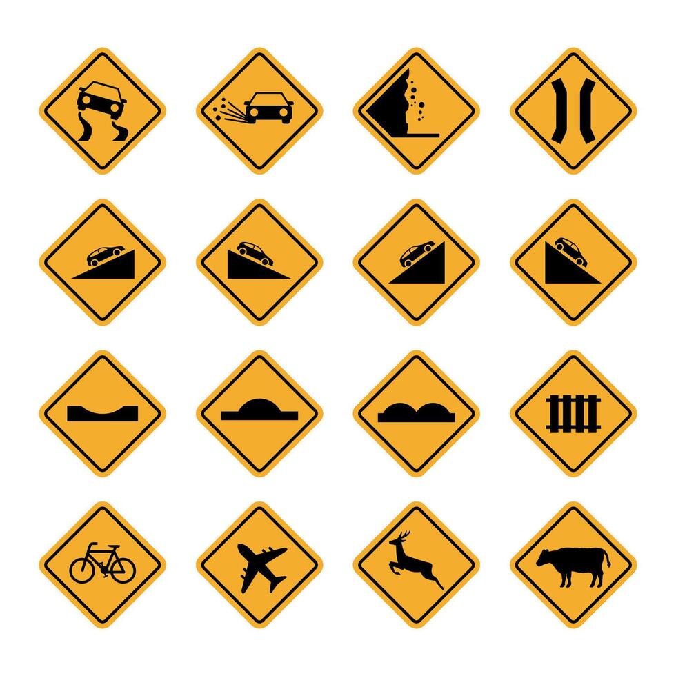 Yellow Road Sign Set Illustration Design. EPS 10. vector