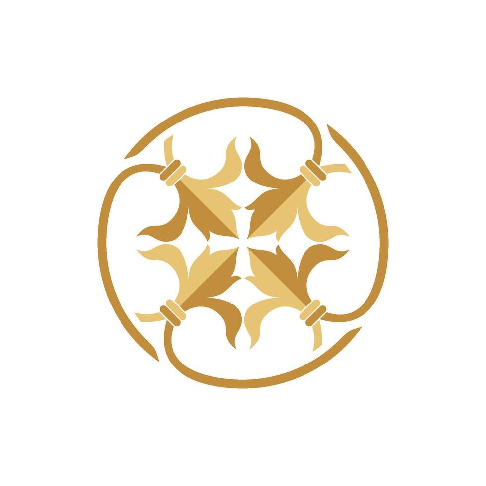Gold Circle Ornamental Flower Crest Emblem Logo Template Illustration Design. EPS 10. vector