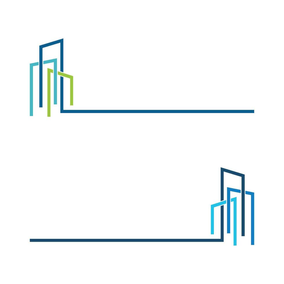 Set Horizontal Outline Skyscrapers Logo Template Illustration Design. EPS 10. vector