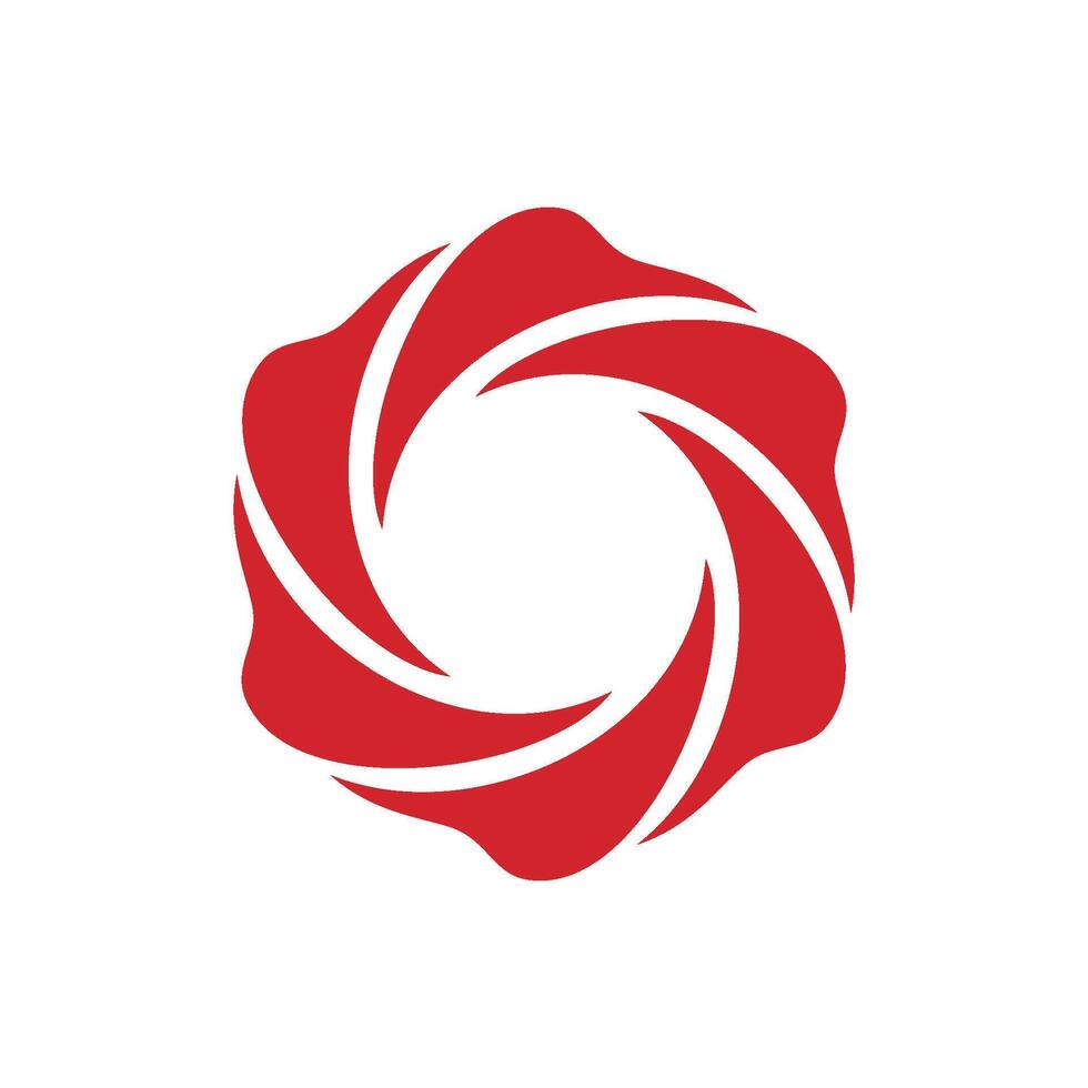 Red Hexagonal Flower Shutter Lens Logo Template Illustration Design. EPS 10. vector