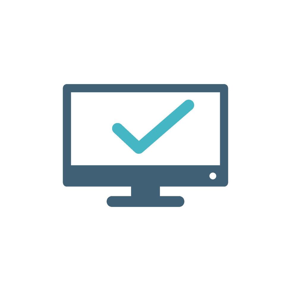 Checkmark Screen Logo. Monitor Display and Check Mark Icon Template Illustration Design. EPS 10. vector