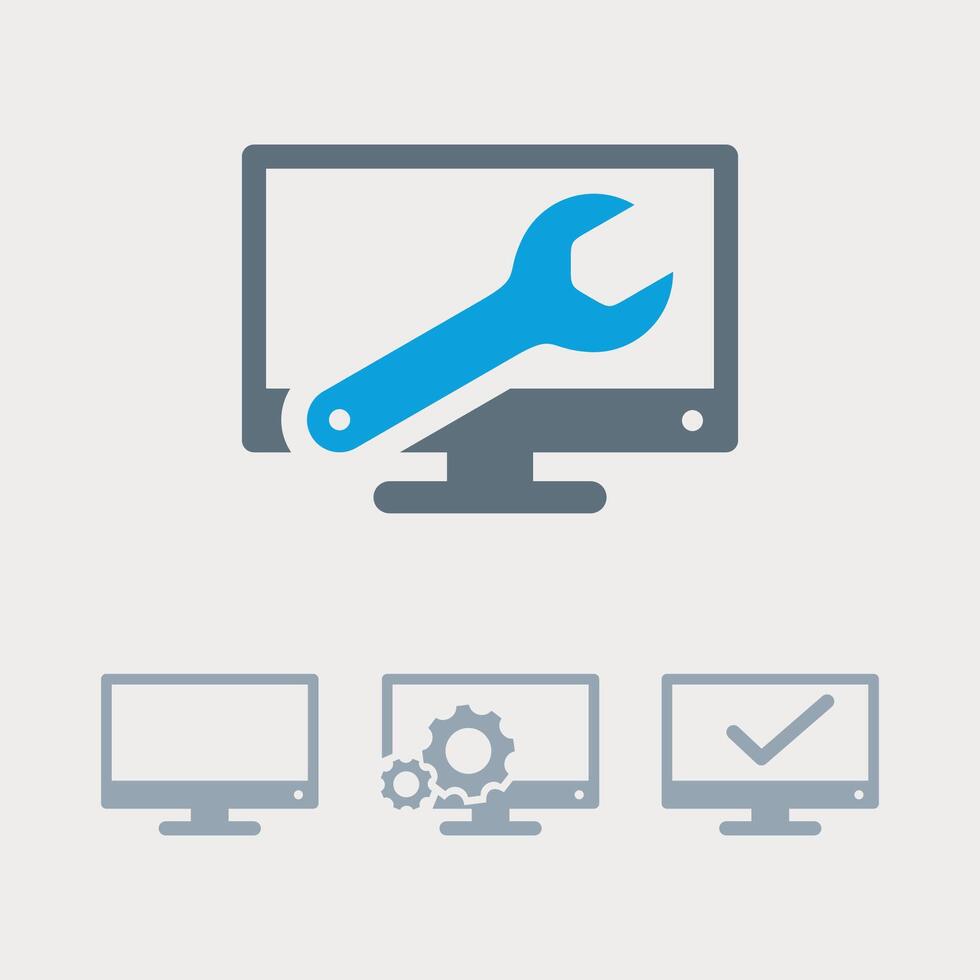 Wrench Computer Repair Template. Television Icon Logo Illustration Design. EPS 10. vector