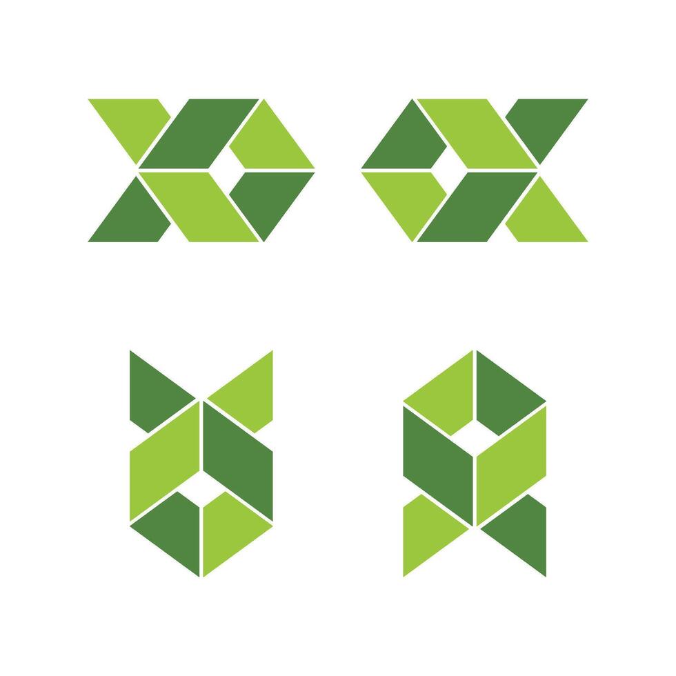 Set Green Fish Origami Logo Template Illustration Design. EPS 10. vector