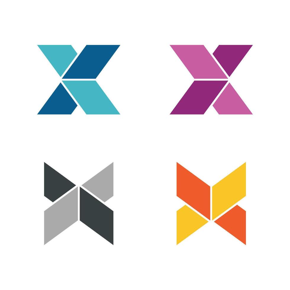 Set Colorful Letter X Initial Logo Template Illustration Design. EPS 10. vector