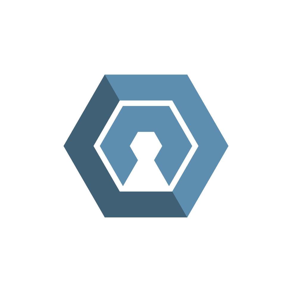 Keyhole Lines Abstract Hexagon Shape Logo Template Illustration Design. EPS 10. vector