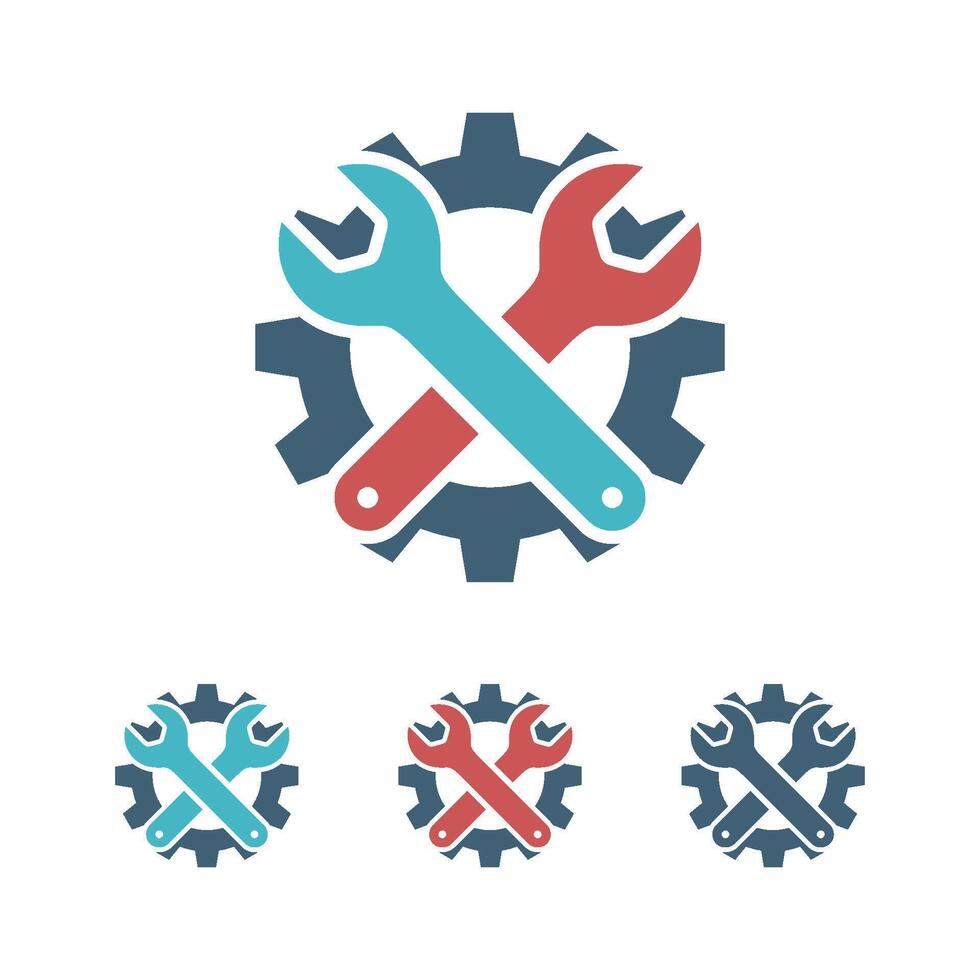 Set Tool Kit Wrench and Gear Logo Template Illustration Design. EPS 10. vector