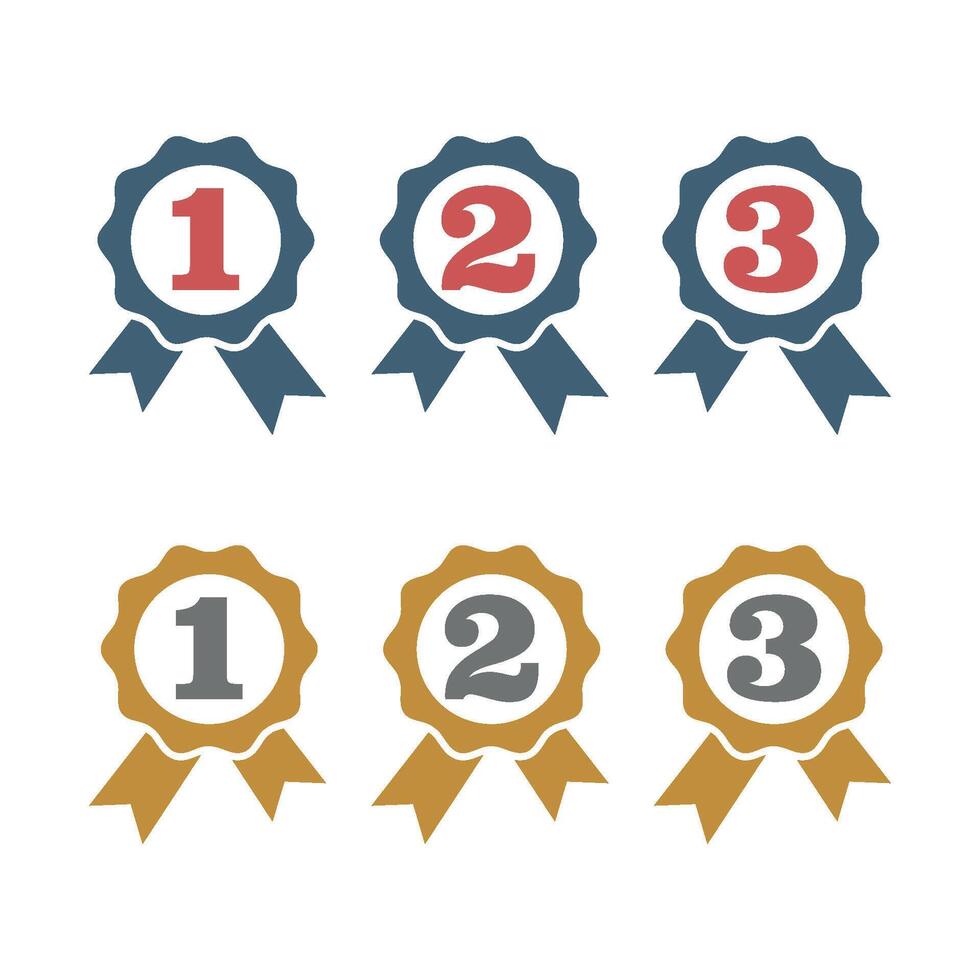 Set Rank Number Award Ribbon Logo Template Illustration Design. EPS 10. vector