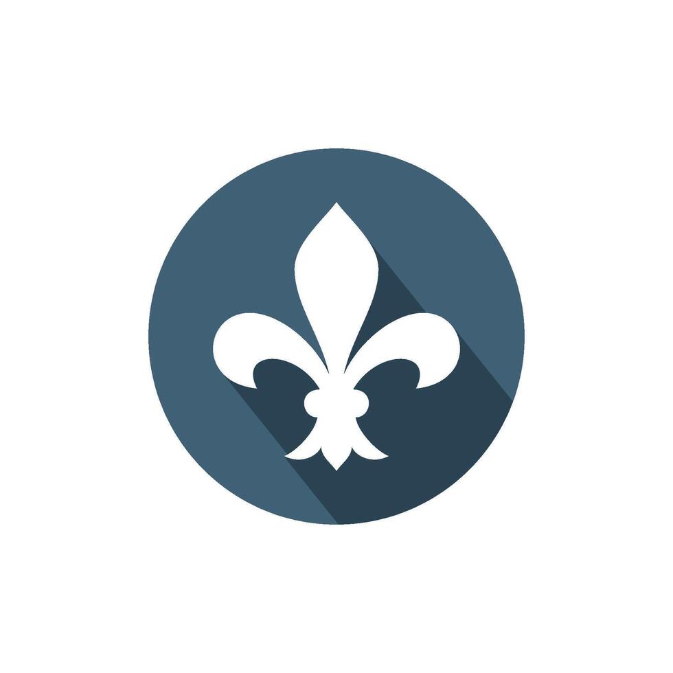 Negative Space Circle Fleur De Lis Icon Logo Template Illustration Design. EPS 10. vector