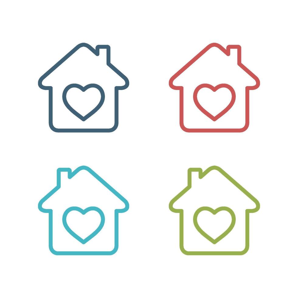 Set Line Art Sweet Home Logo Template Illustration Design. Heart House EPS 10. vector