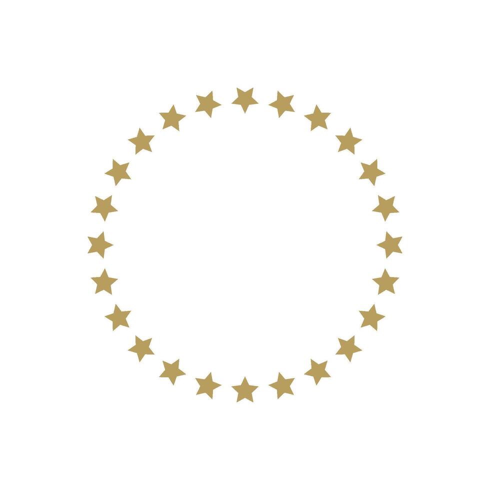 Gold Circle Star Border Logo Template Illustration Design. EPS 10. vector
