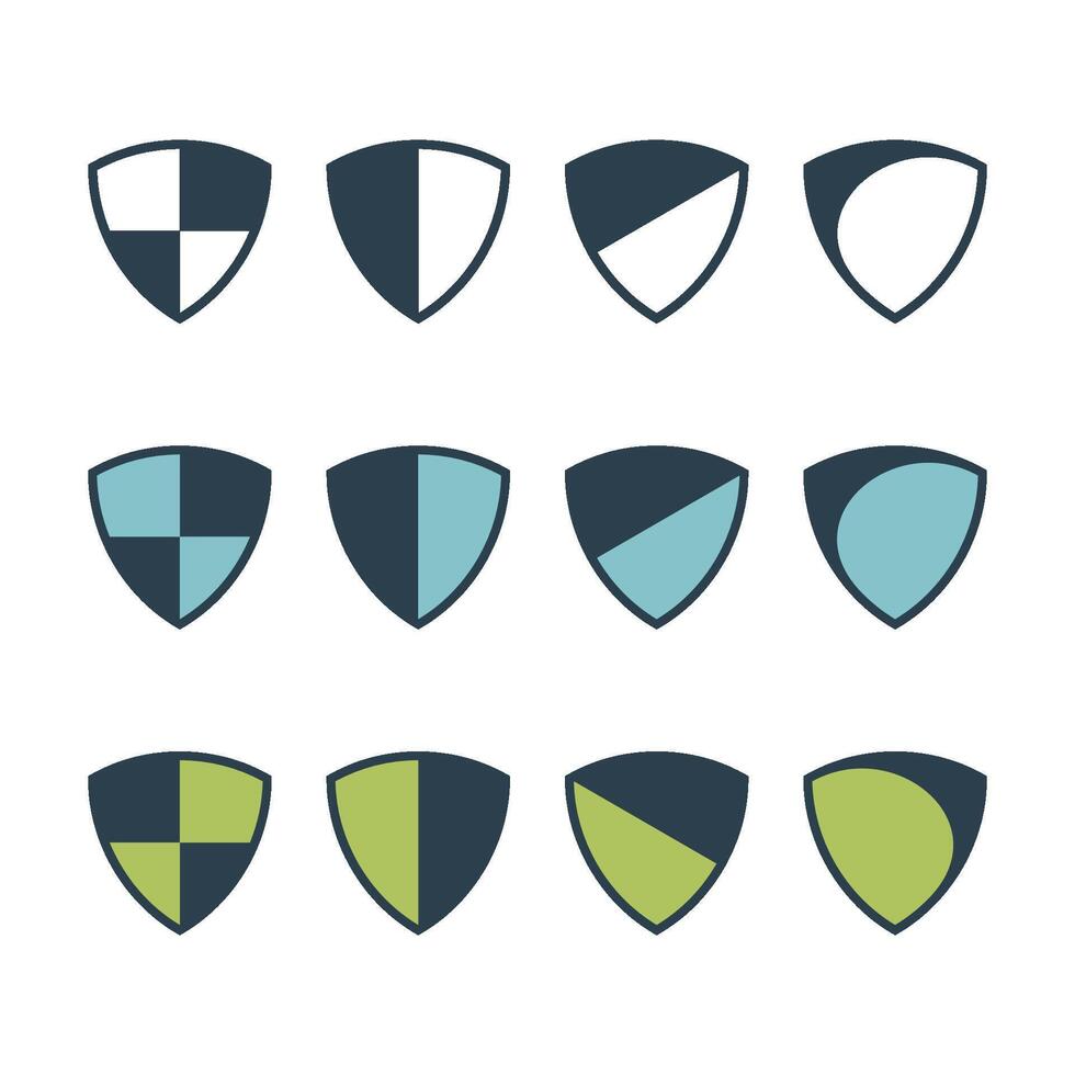 Set of Colorful Simple Shield Icon Logo Template Illustration Design. EPS 10. vector