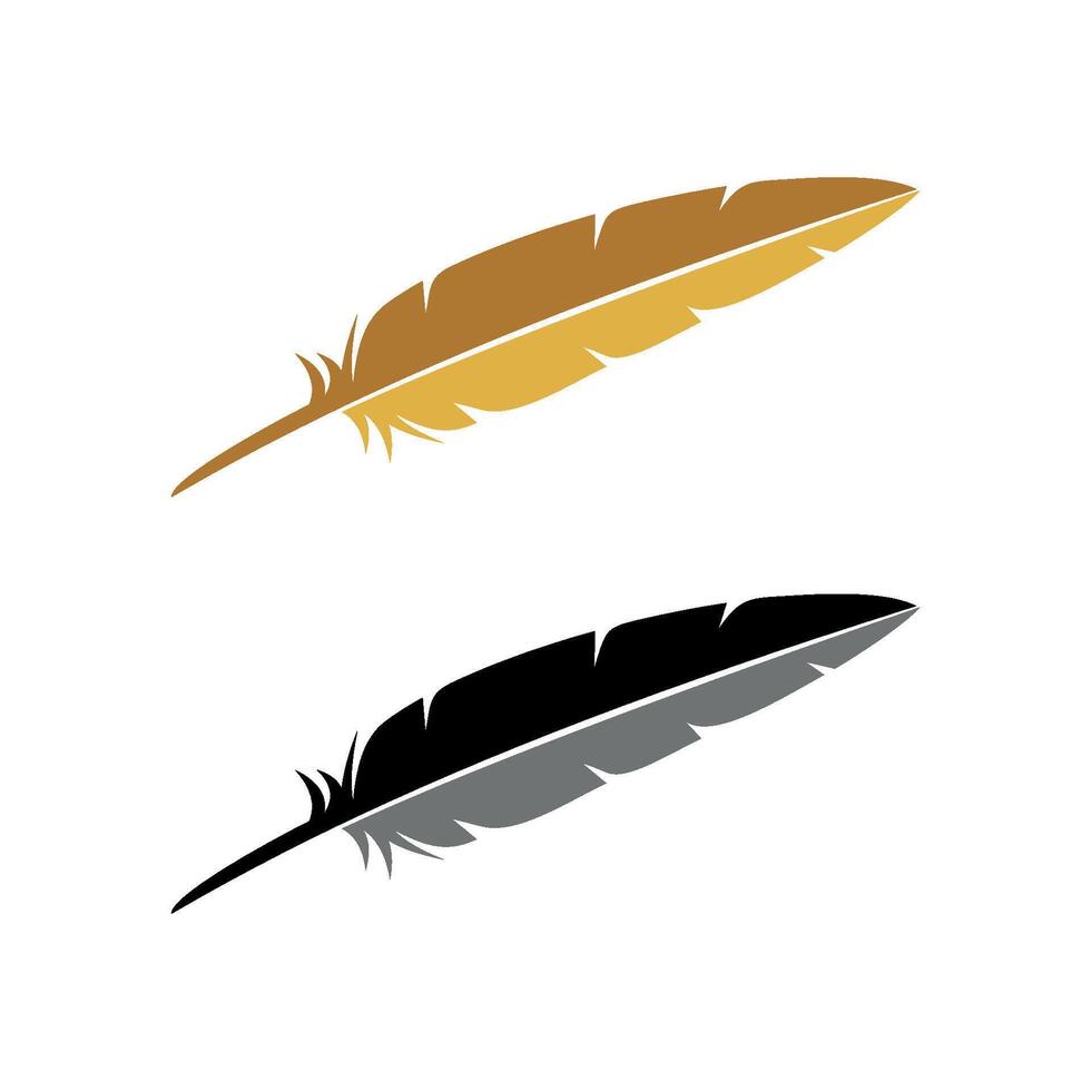 Set Gold and Black Feather Icon Logo Template Illustration Design. EPS 10. vector