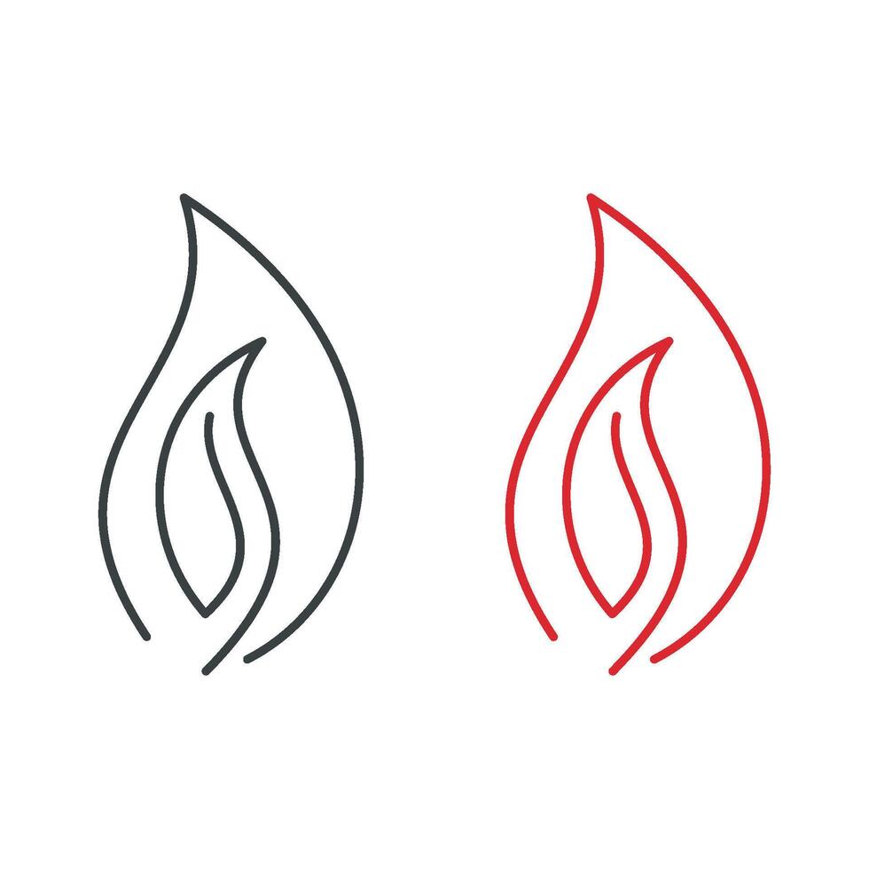 Set Line Art Flame Leaf Icon logo Template Illustration Design. EPS 10. vector