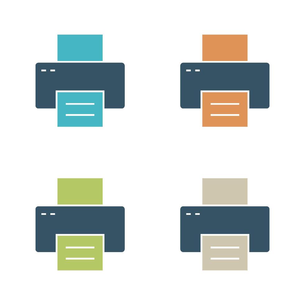 Set Colorful Printer Icon Logo Template. Colorful Set Illustration Design. EPS 10. vector