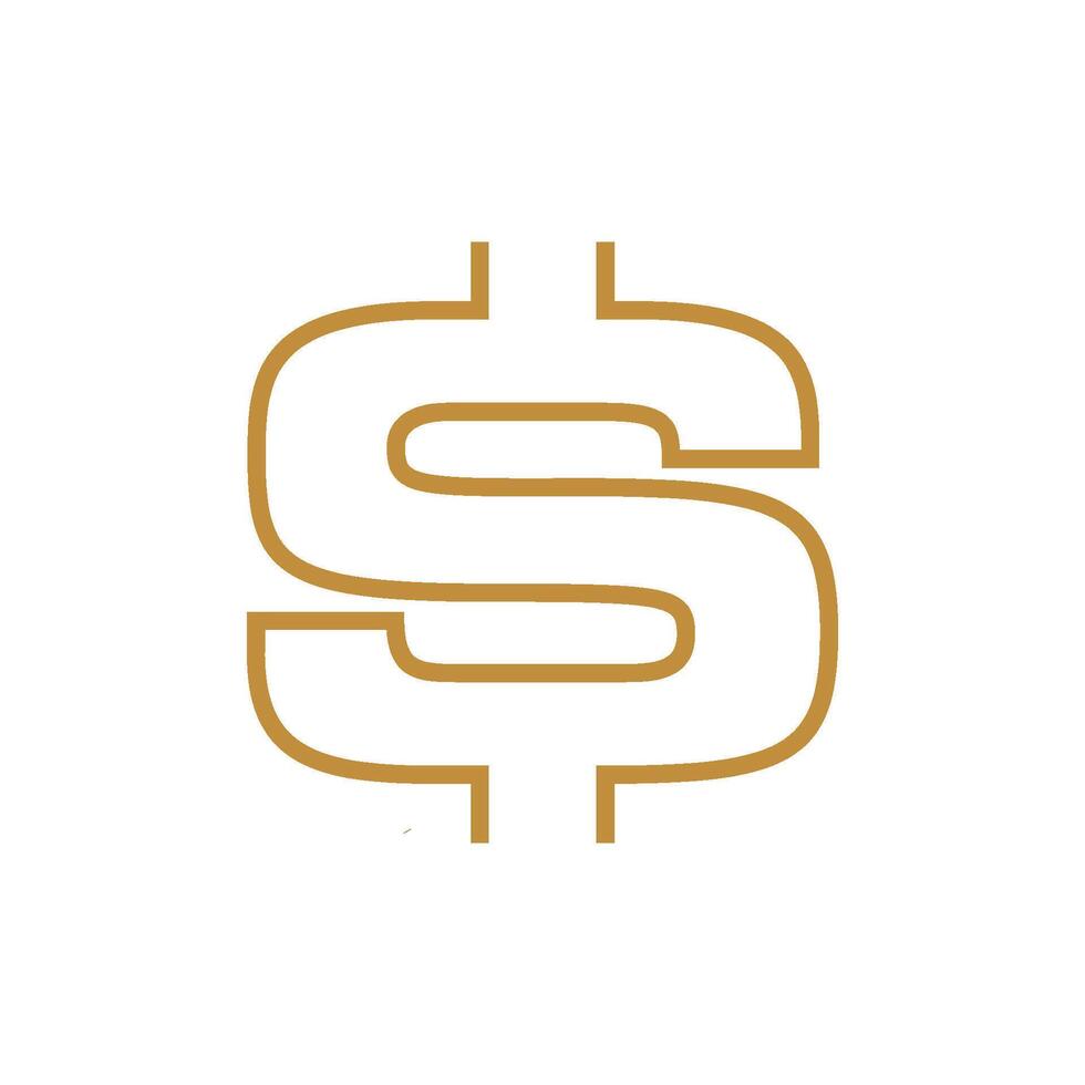 Gold Line Dollar Sign Icon Logo Template Illustration Design. EPS 10. vector