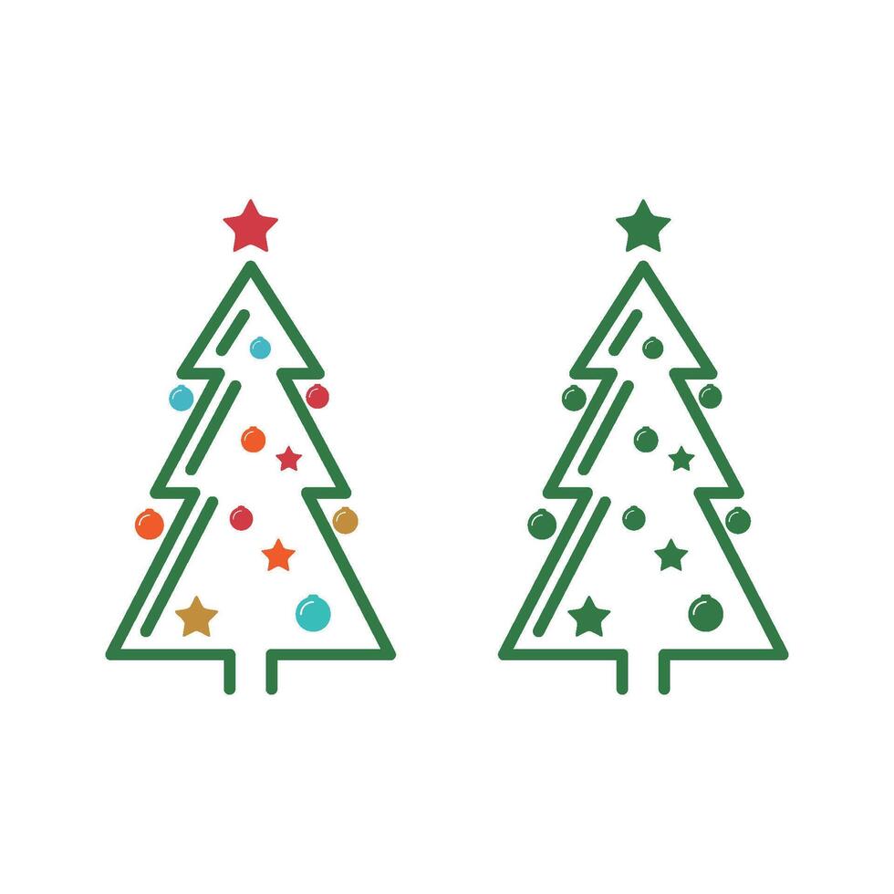 Set Christmas Tree Line Art logo Template Illustration Design. EPS 10. vector