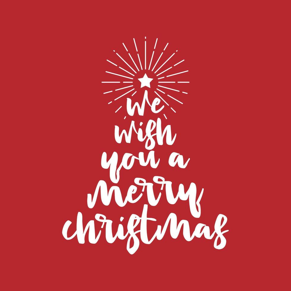 Merry Christmas Card Calligraphy Tree Letter Template Illustration Design. EPS 10. vector
