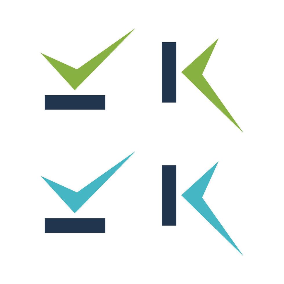 Set Check Mark K Letter Icon Logo Template Illustration Design. EPS 10. vector
