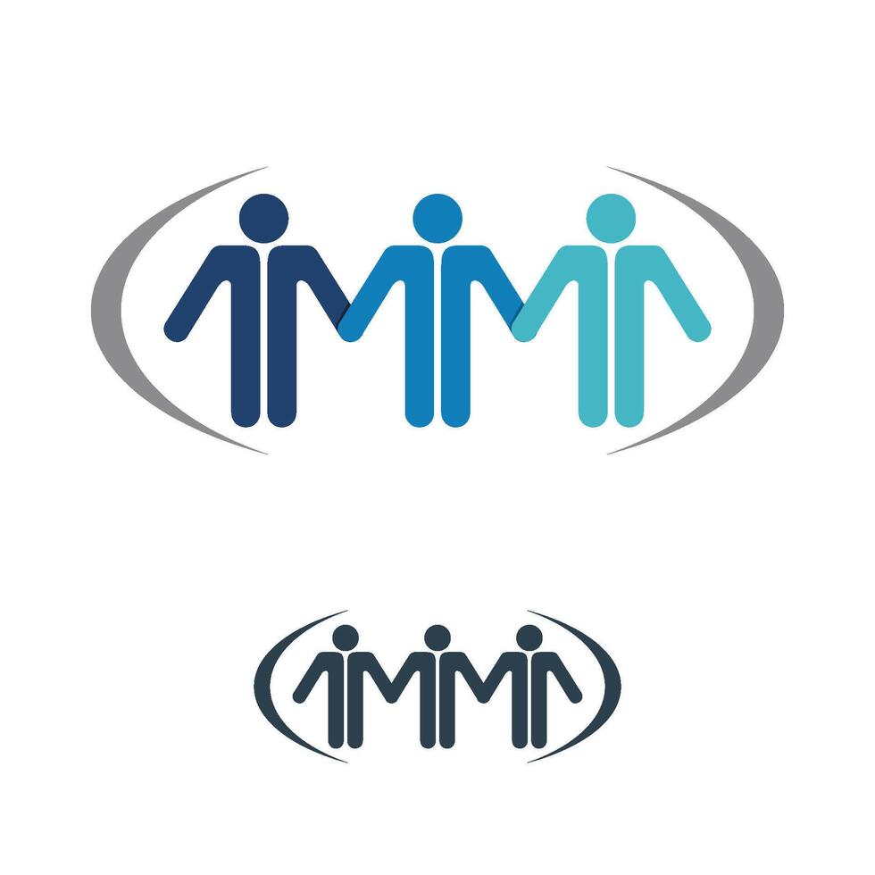 Set Blue Friendship, Teamwork Icon Logo Template Illustration Design. EPS 10. vector