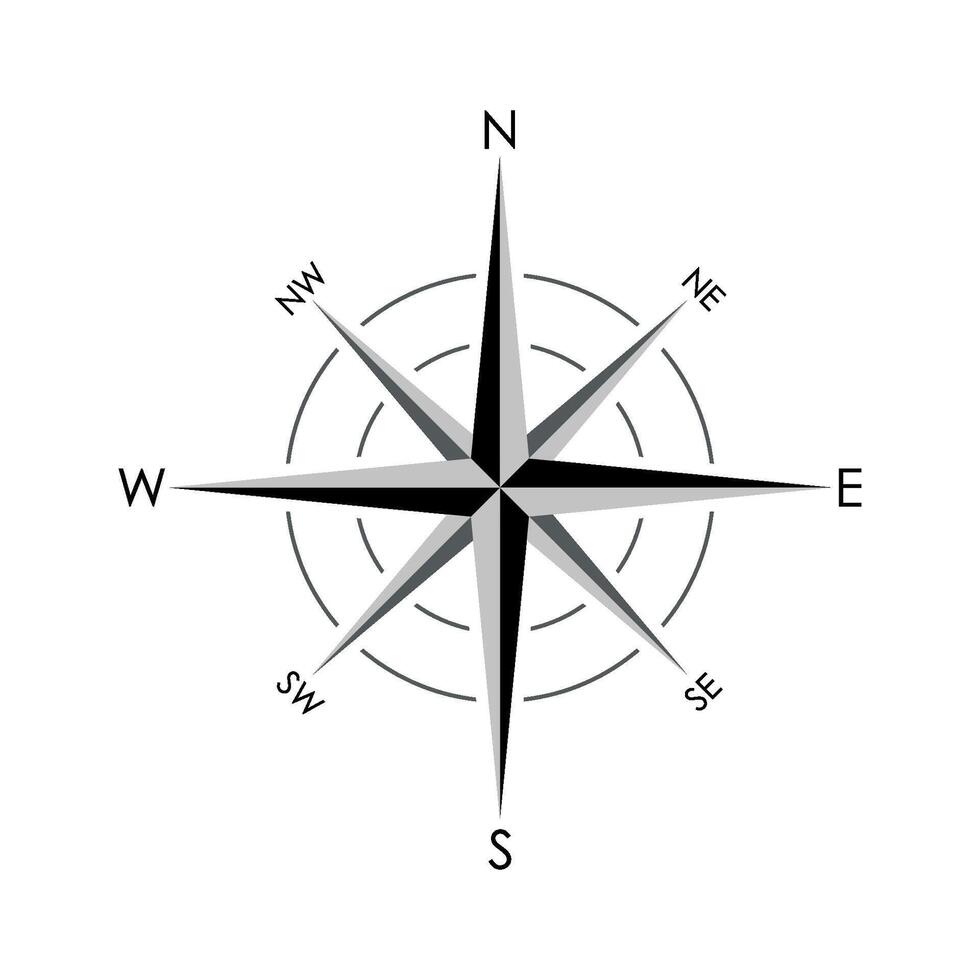 Grey Compass Rose Template Illustration Design. EPS 10. vector