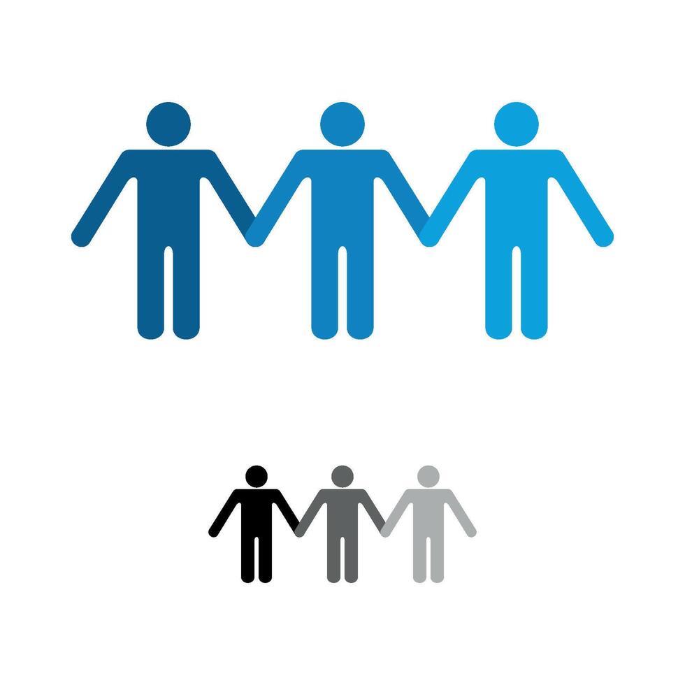 Blue Friendship, Teamwork Icon Logo Template Illustration Design. EPS 10. vector