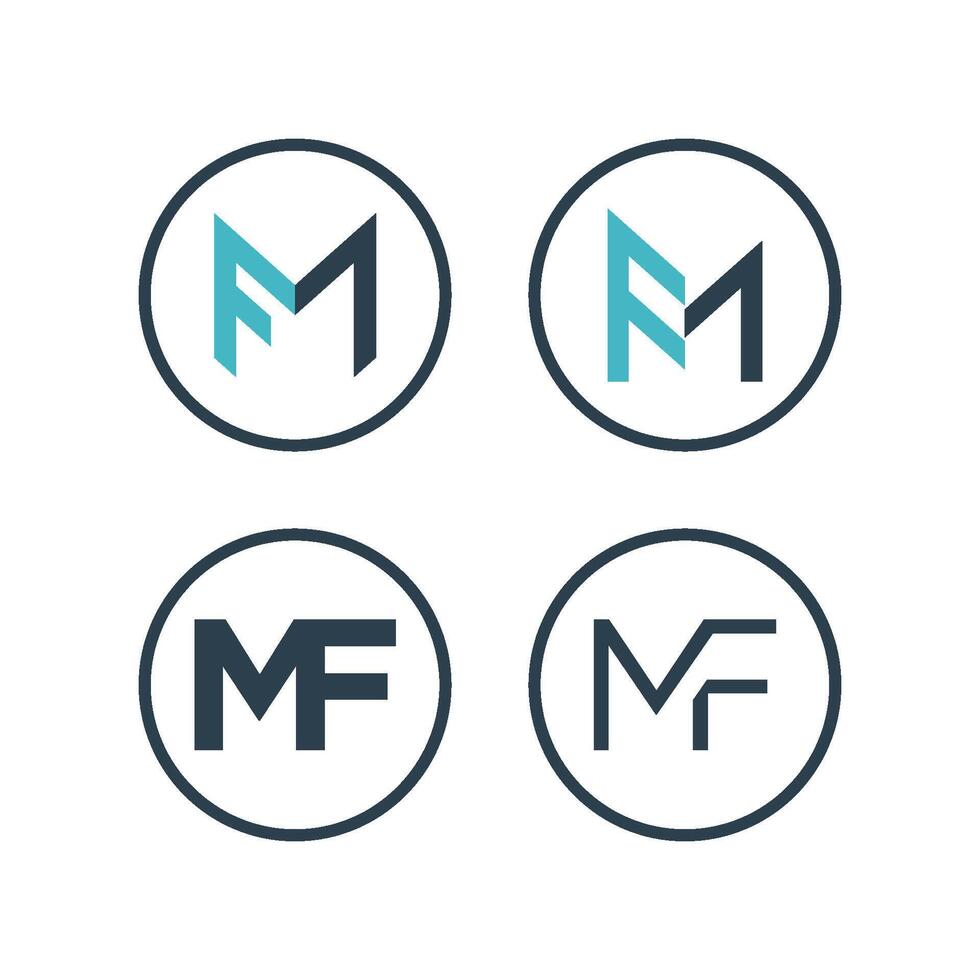 set M F Letter Icon Logo Template Illustration Design. EPS 10. vector