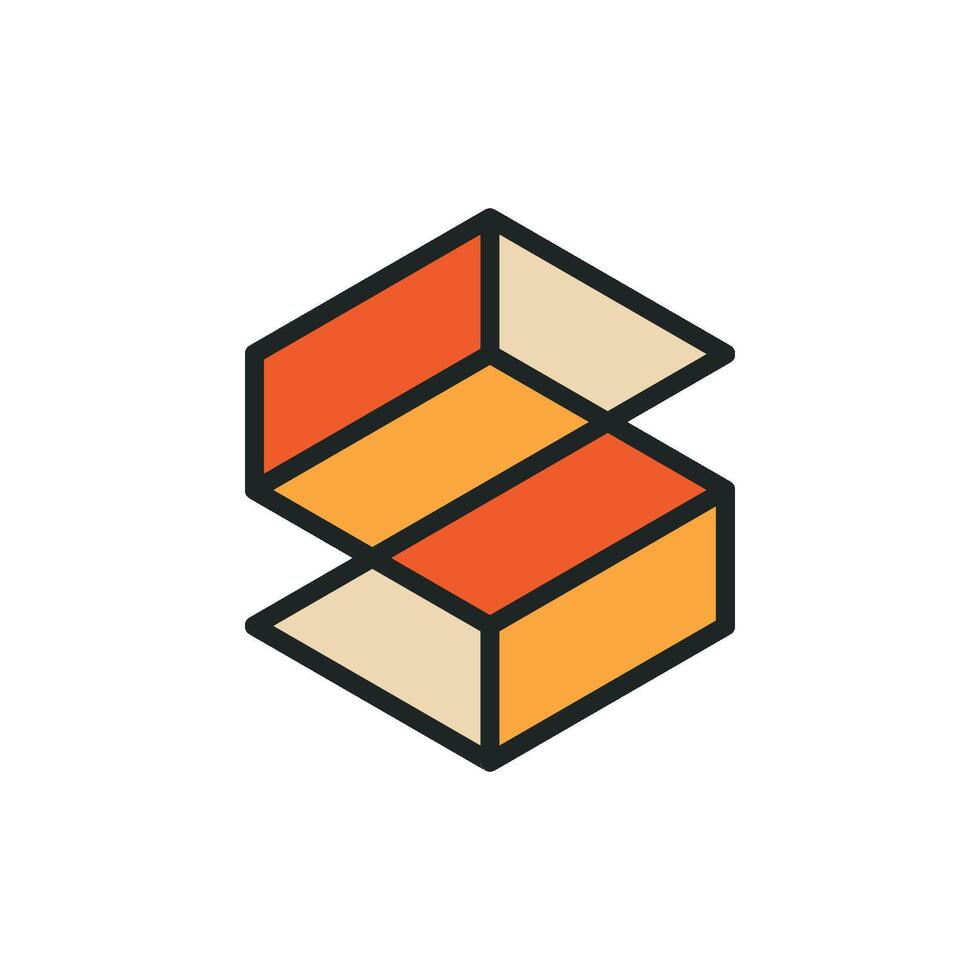 Orange Geometric S Letter Hexagon Shape Icon Logo Template Illustration Design. EPS 10. vector