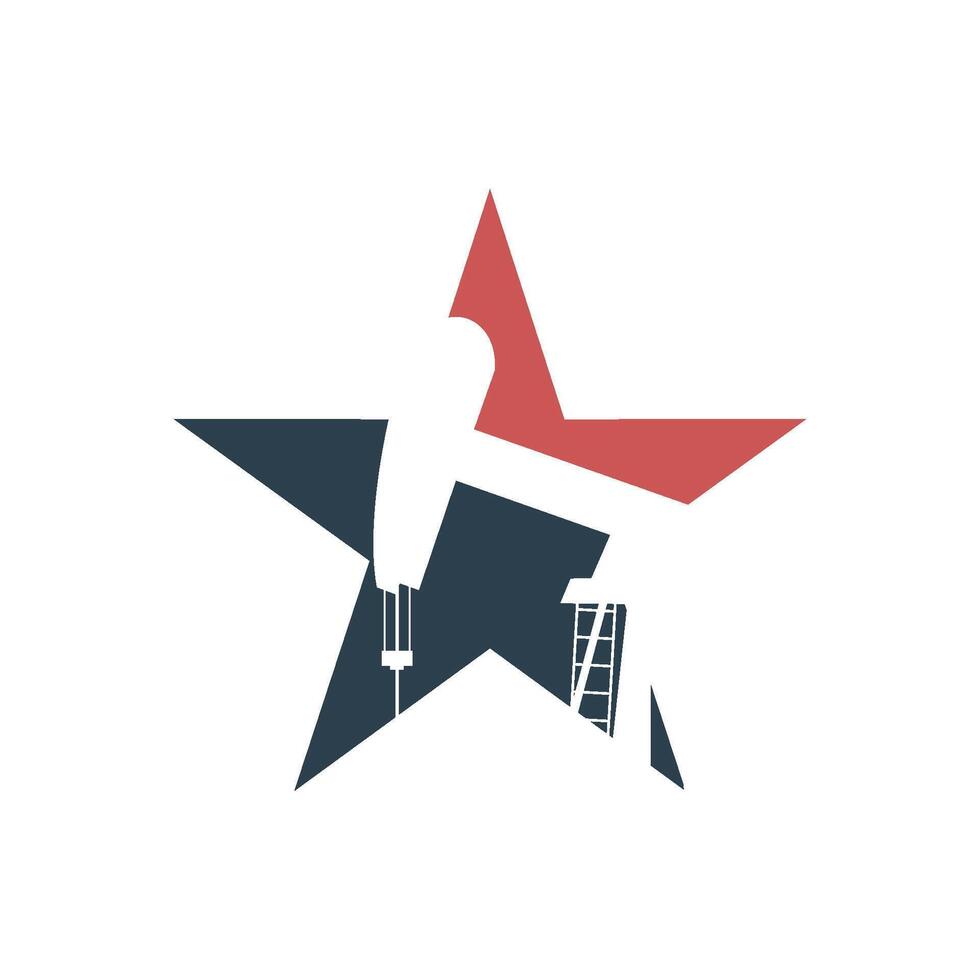 Star Oil Pump Jack Icon Logo Template Illustration Design. EPS 10. vector